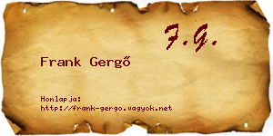 Frank Gergő névjegykártya